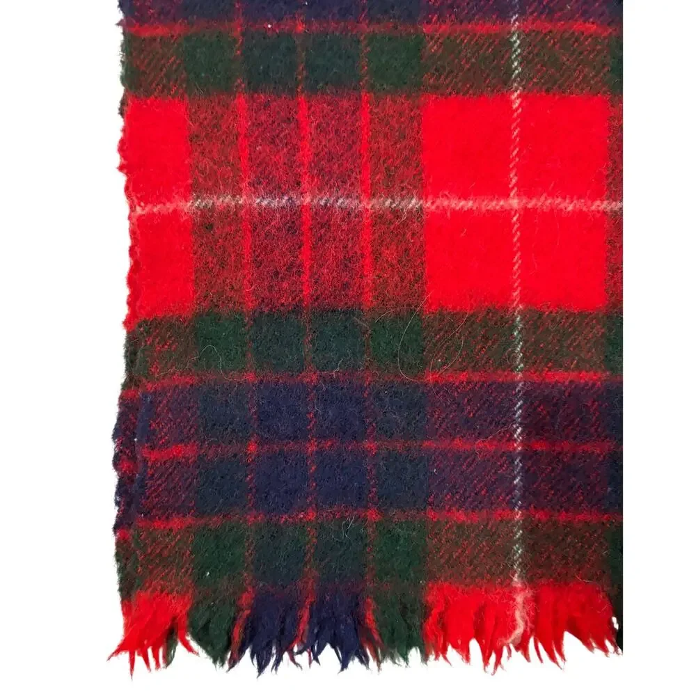 15-97(2) LOCHARRAN Vintage 100% New Wool Plaid Scarf Red 48